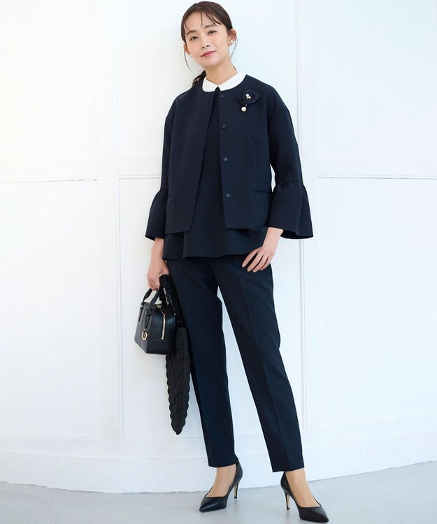 組曲 S 【KUMIKYOKU NAVY】コンフォータブルドレープ フレアスリーブジャケット ネイビー系