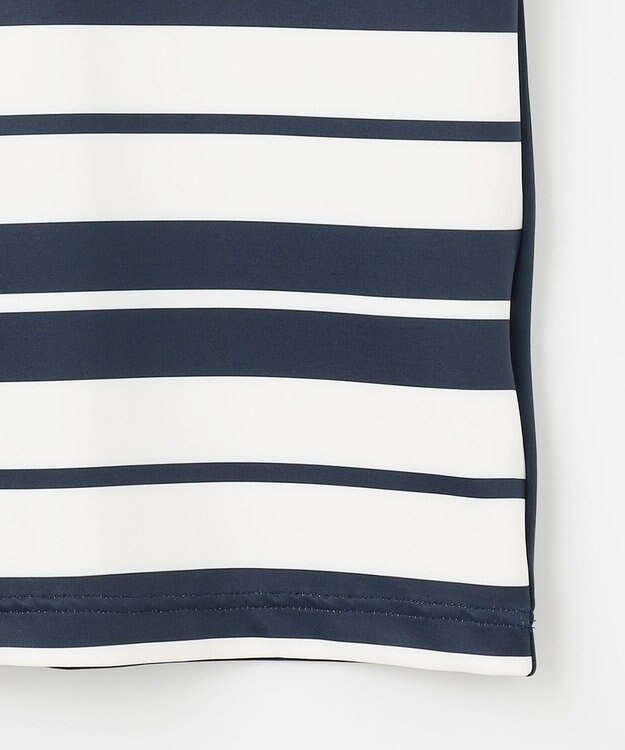 23区GOLF 【23Fondation】【吸水速乾/UVケア】ボーダー モックネック ネイビー系1