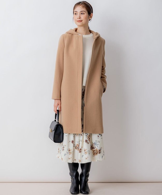 組曲 【8色展開・前後着用可】ウールカシミヤミックス パフスリーブ ニット パールホワイト系