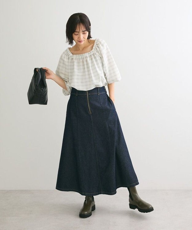 Green Parks ２ｗａｙバルーンスリーブブラウス Check