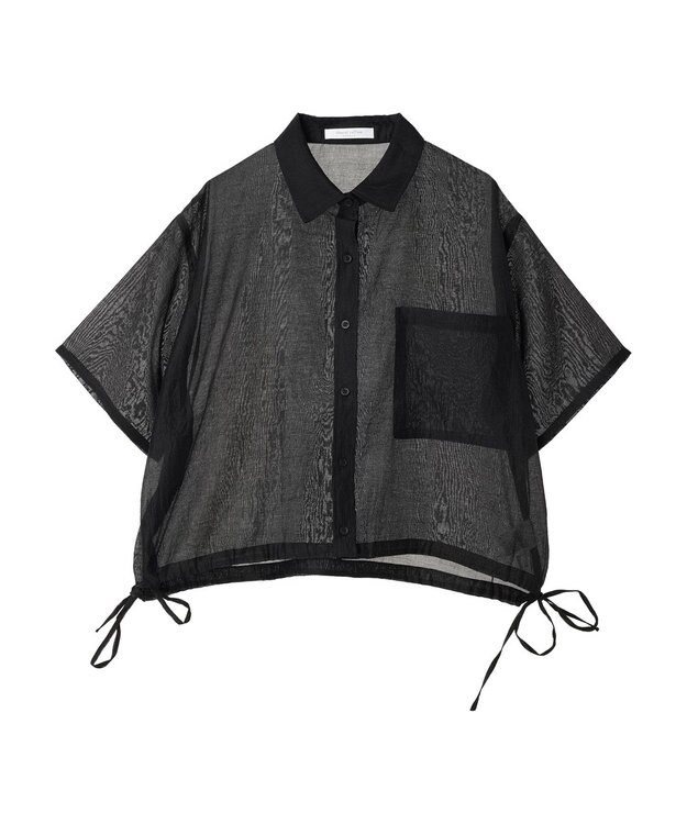 Green Parks シアー裾ドロストシャツ Black