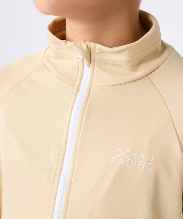 OP／FILA 【Ocean Pacific】フルジップ OPロゴラッシュガード ベージュ