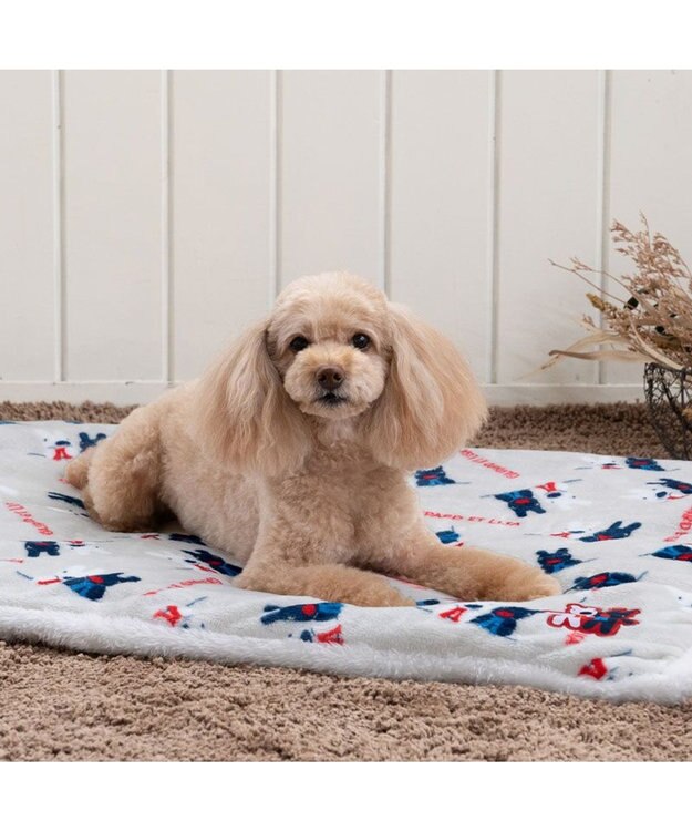 PET PARADISE リサとガスパール 遠赤外線 ボアマット 角型《頬杖柄》 ベージュ