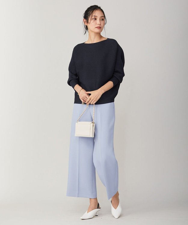 ICB 【洗える】トリプルクロスツイル ワイドパンツ スカイブルー系