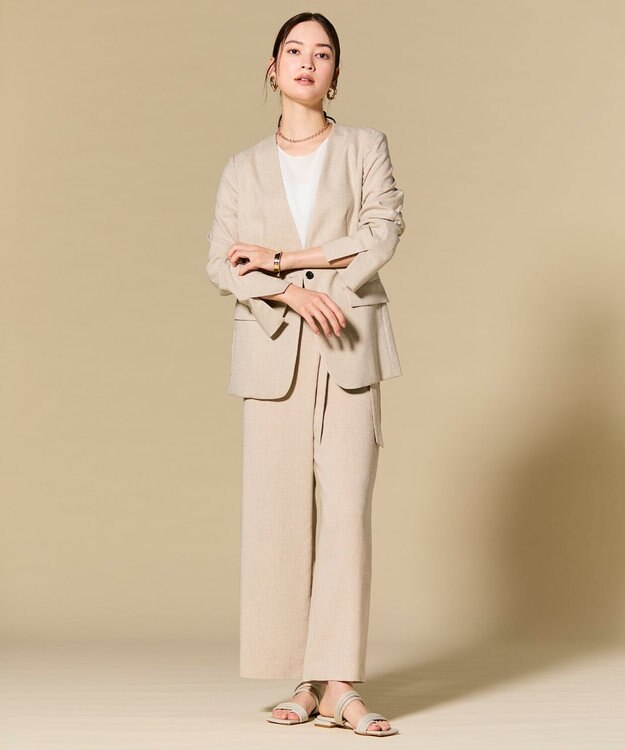 BEIGE， CAROLE / リネンライクラップワイドパンツ Sand