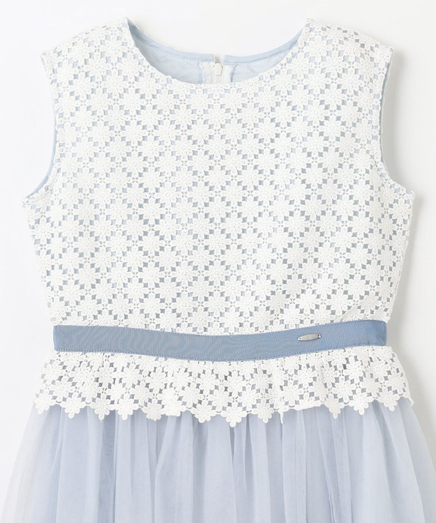 組曲 KIDS 【150-160㎝】フラワーレース ドレス サックスブルー系