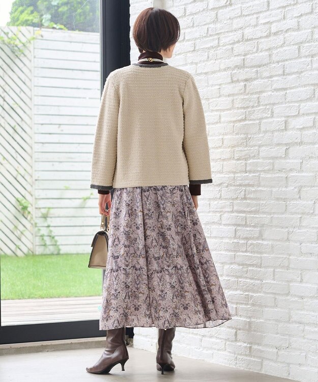 自由区 ツイードライクニット カーディガン ベージュ系