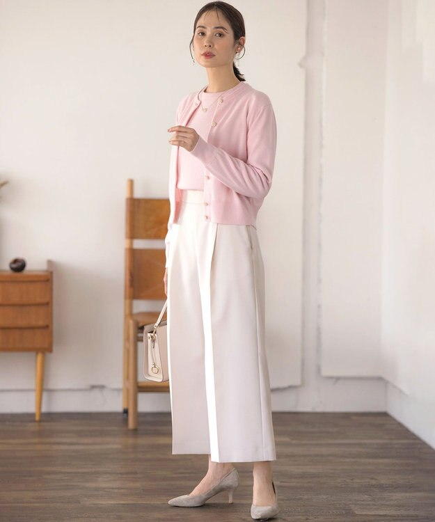 組曲 L 【アンサンブル対応可】ピュアカシミヤ ビジューカーディガン ピンク系