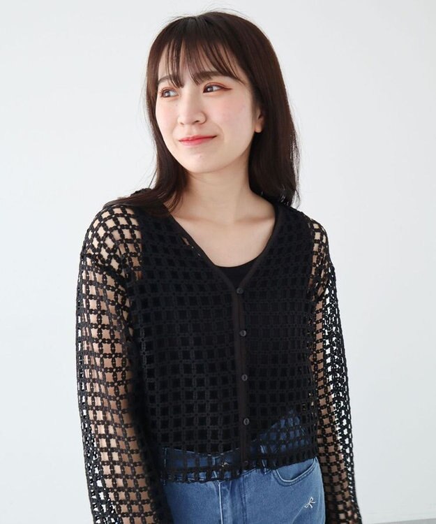 Green Parks ・ＳＵＧＡＲ　ＳＰＯＯＮ　２ｗａｙフラワーメッシュカーデ Black