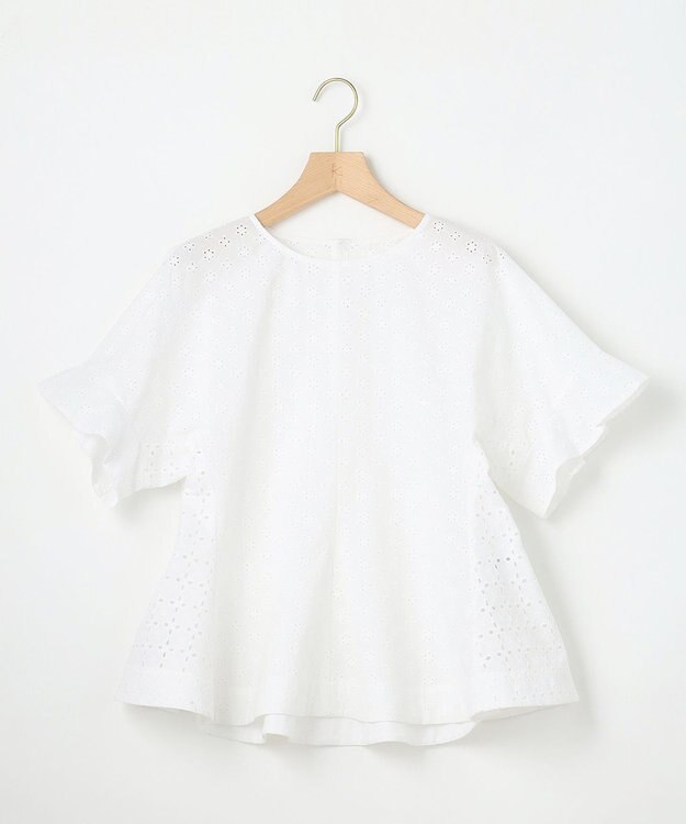 組曲 L 【WEB限定カラーあり】エンブロイダリーレース ペプラムブラウス アイボリー系