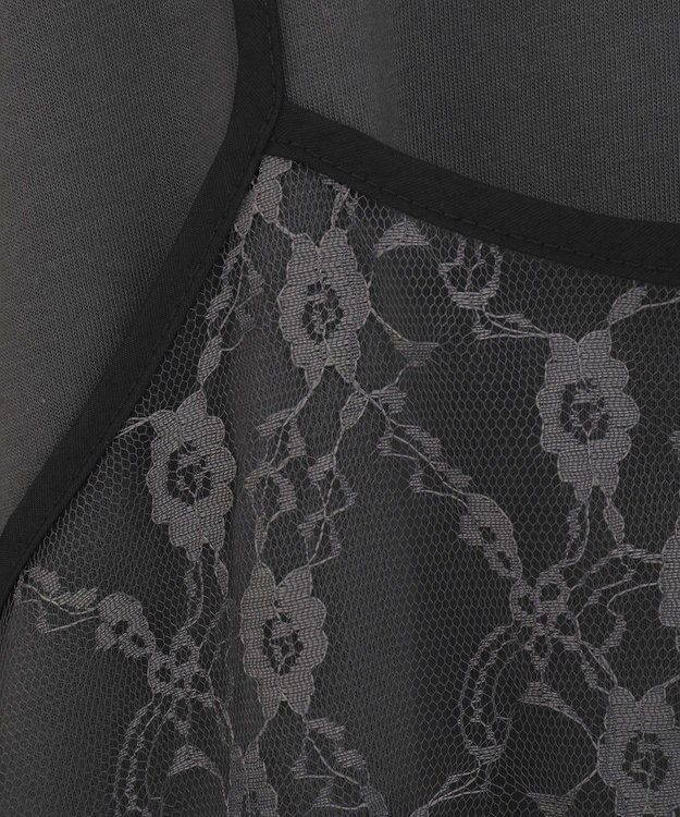 Green Parks ＳＥＴ２点フォトＴシャツ＋レースキャミビスチェ Charcoal Gray