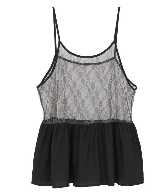 Green Parks ＳＥＴ２点フォトＴシャツ＋レースキャミビスチェ Charcoal Gray