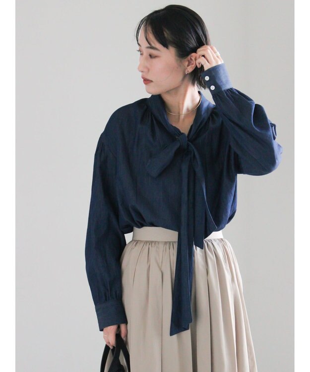 Te chichi ビッグボウタイブラウス ネイビー