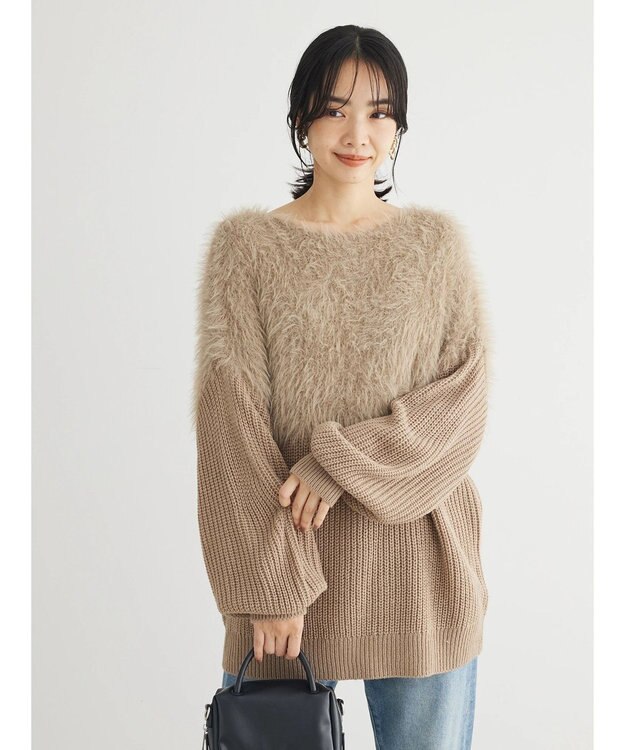 Green Parks ・Ｐｅｔｉｔ　Ｆｌｅｕｒ　シャギーキリカエニット Gray Beige