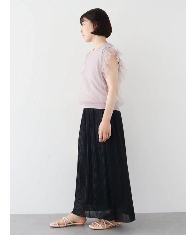 Green Parks ・swing by チュールレイヤーノースリーブニット Pink