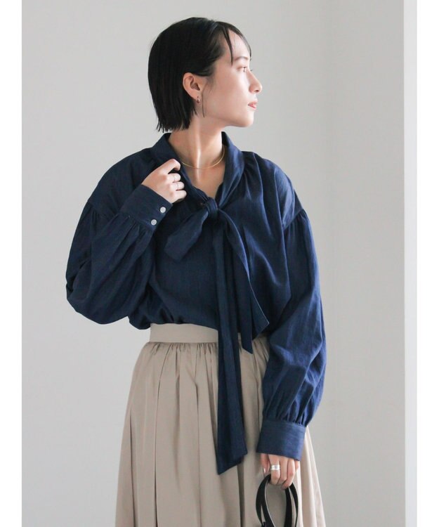 Te chichi ビッグボウタイブラウス ネイビー