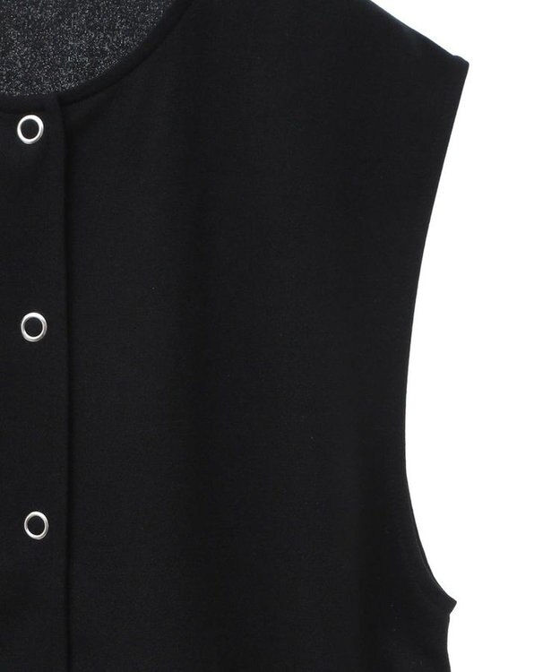 Green Parks カットジョーゼットペプラムベスト Black