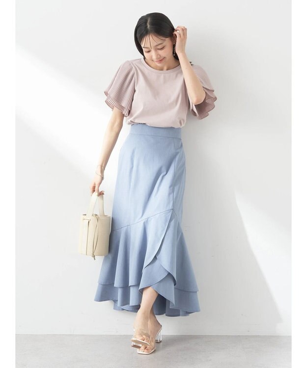 earth music&ecology チューリップヘムティアードスカート Sax