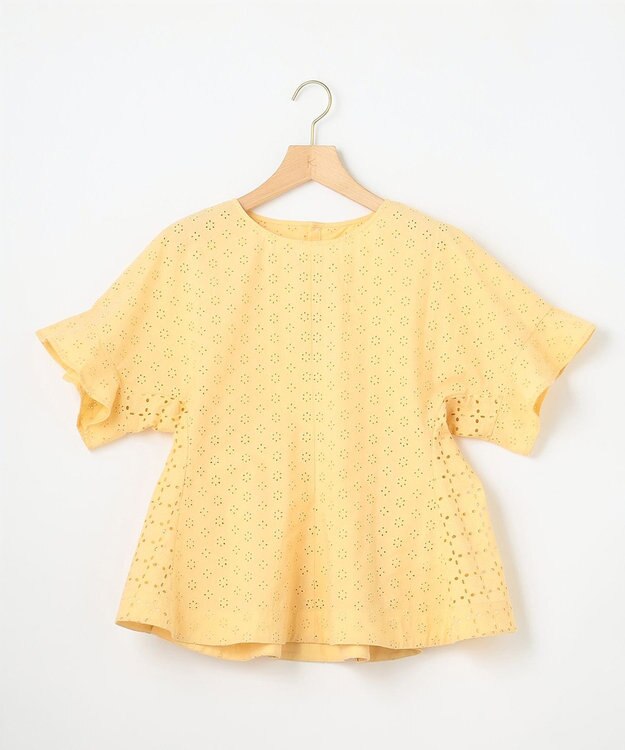 組曲 【WEB限定カラーあり】エンブロイダリーレース ペプラムブラウス クリームイエロー系