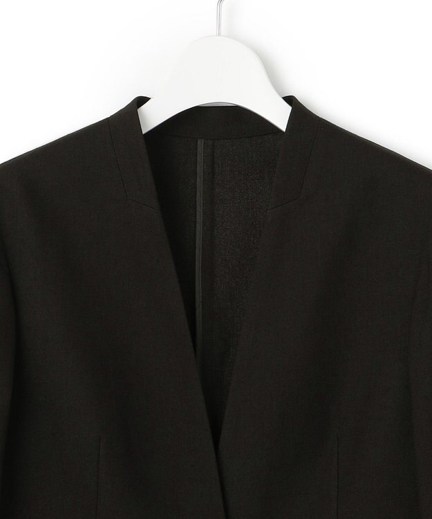 23区 L 【洗える/セットアップ対応】アイアスマットストレッチ ノーカラー ジャケット ブラック系