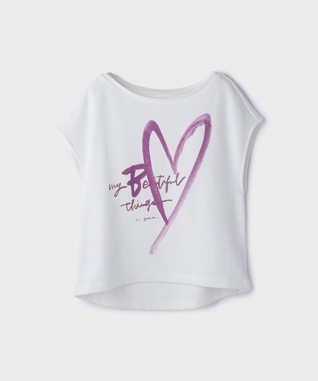 GRACE CONTINENTAL ハートプリント裏毛トップ ホワイト