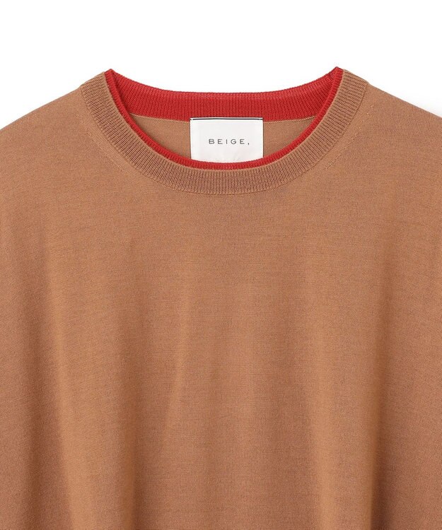 BEIGE， 【S-size】LA MONNAIE / クルーネックニット Red×Camel