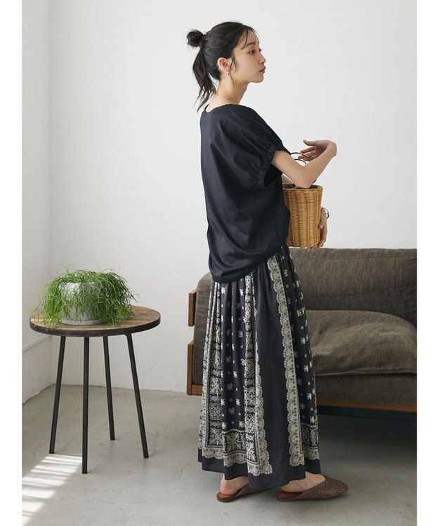 CRAFT STANDARD BOUTIQUE 【ＵＶカット】ギャザースリーブプルオーバー Black