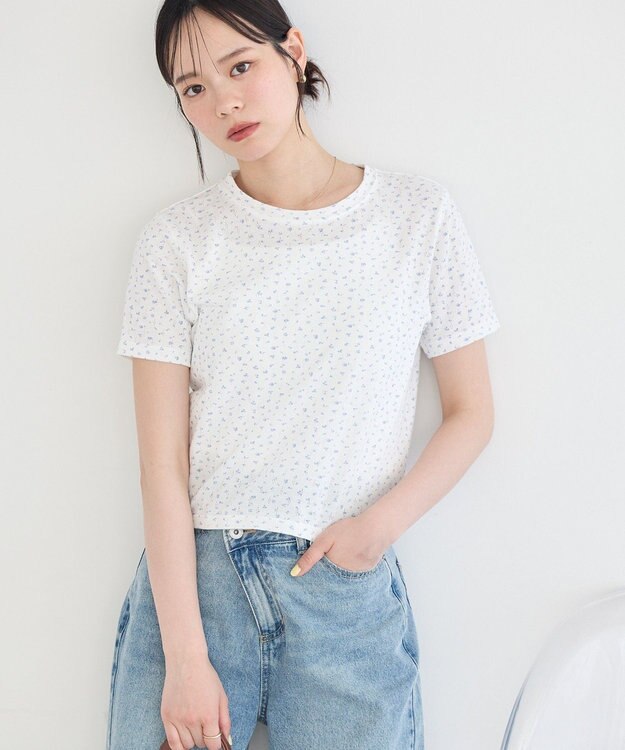 earth music&ecology アイレットミニ裏毛Tシャツ Off White