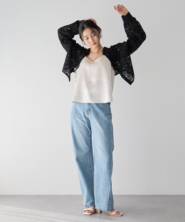 YECCA VECCA [2SET]キャミレイヤードレースシャツ Black