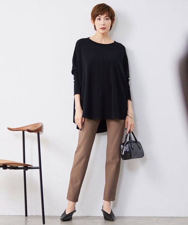 ICB 【洗える】テックストレッチ レギンスパンツ モカ系