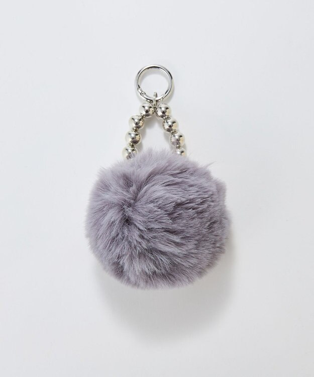 Phoebe メタルボールファーバッグチャーム　グレー グレー