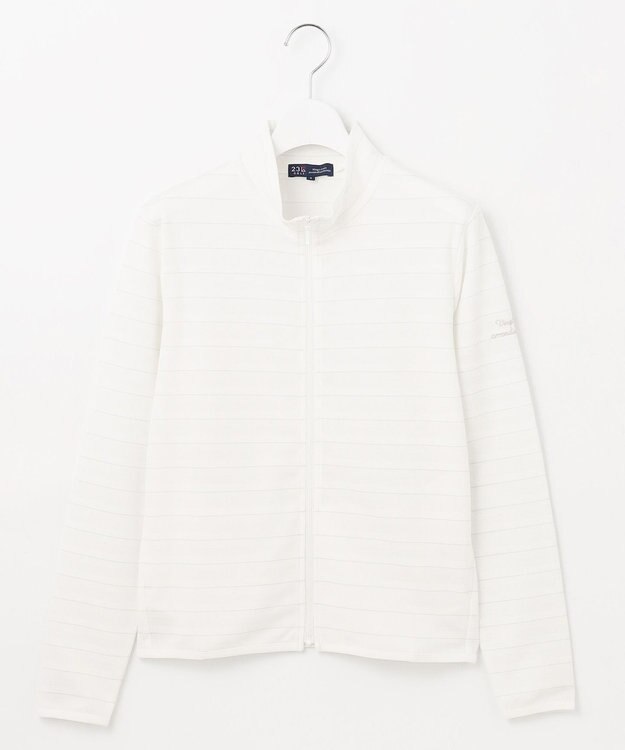 23区GOLF 【WOMEN】便利なUV羽織！【吸水速乾/UVカット】ラメボーダージャージ ホワイト系