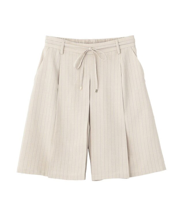 earth music&ecology 【セットアップ対応】ウエストリボンバミューダパンツ Stripe Ivory