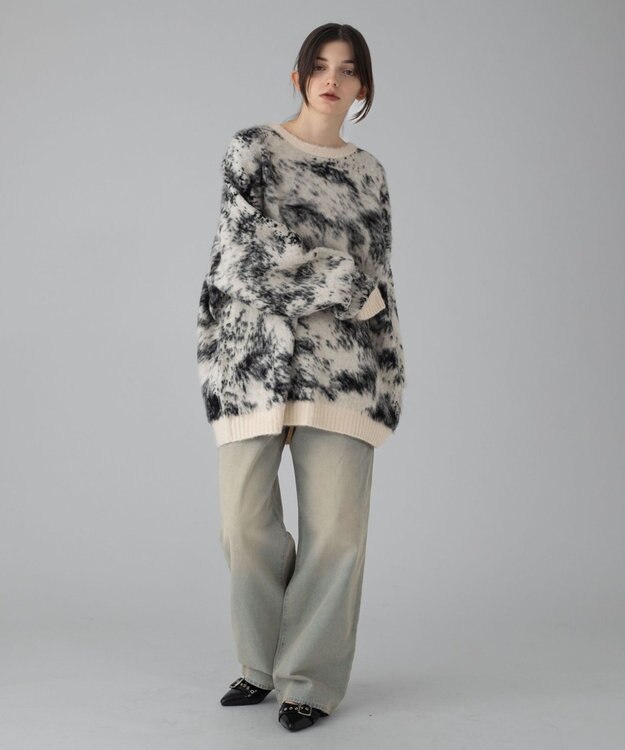 WEGO 【ユニセックス着用ITEM/MLサイズ展開】ファジーパターンプルオーバー オフホワイト