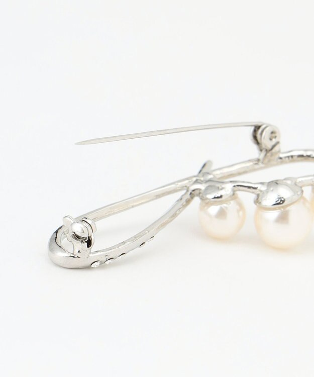 ANY SIS メタルラインパール調 ブローチ シルバー