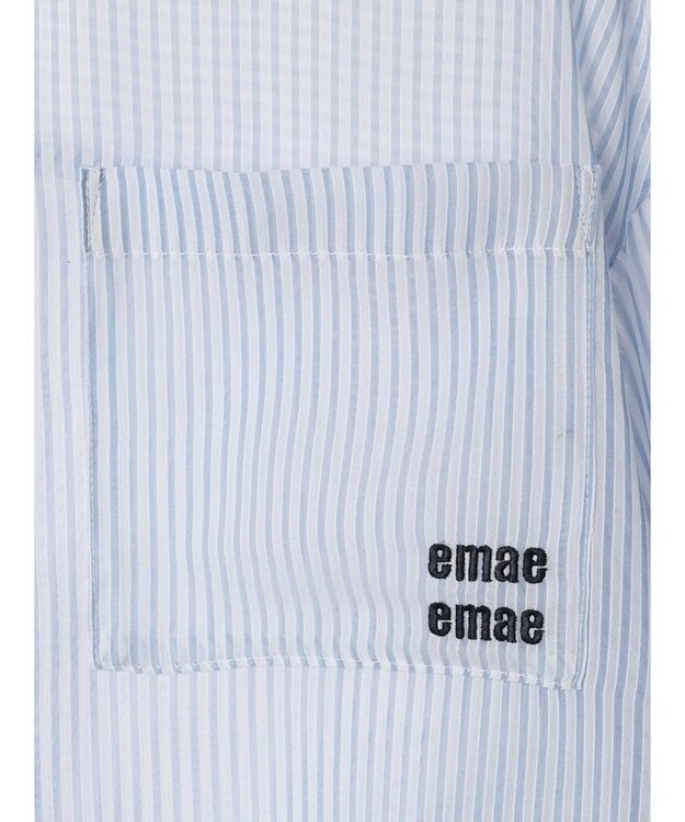 earth music&ecology 袖スリットリボンロングシャツ Sax