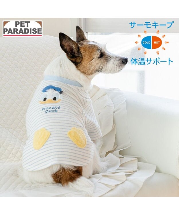 PET PARADISE ディズニー ドナルドダック サーモキープ お顔Tシャツ 小型犬 ホワイト×ブルー