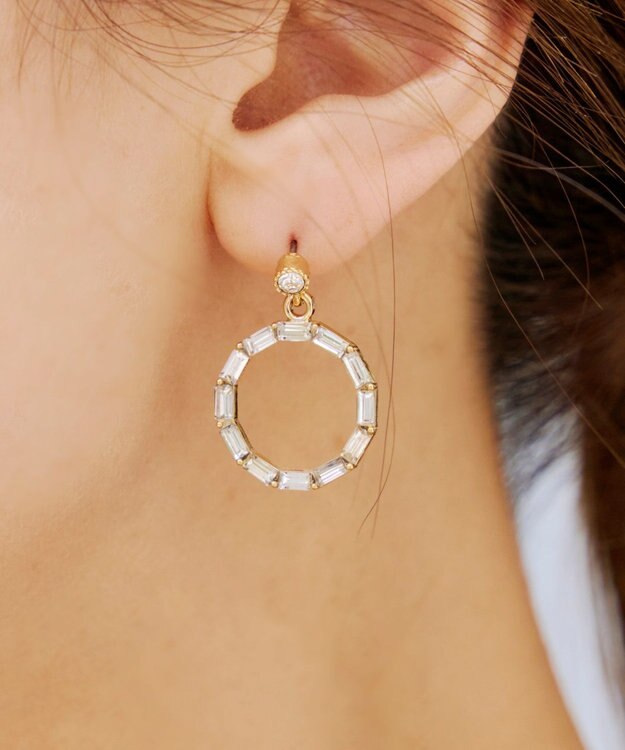 Tiaclasse   カッティングガラスサークルピアス ゴールド