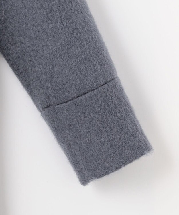 組曲 スタンドカラーシャギーコート チャコールグレー系