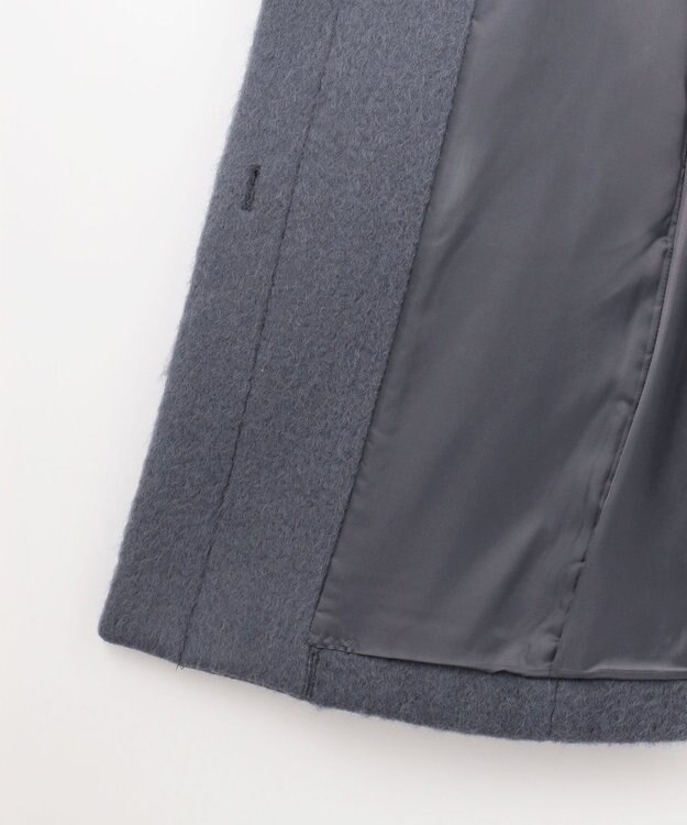 組曲 スタンドカラーシャギーコート チャコールグレー系