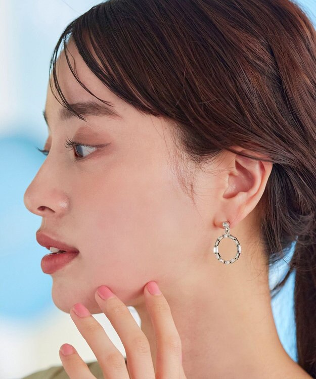 Tiaclasse   カッティングガラスサークルピアス シルバー