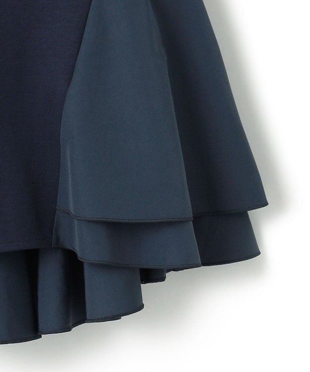 23区 L 【洗える】コットンポンチコンビジャージー ペプラム カットソー ネイビー系