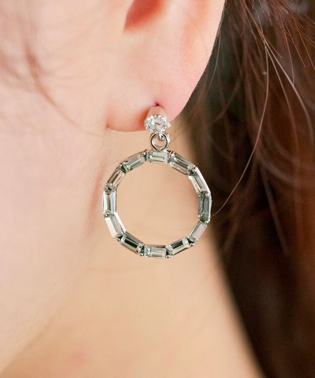 Tiaclasse   カッティングガラスサークルピアス シルバー