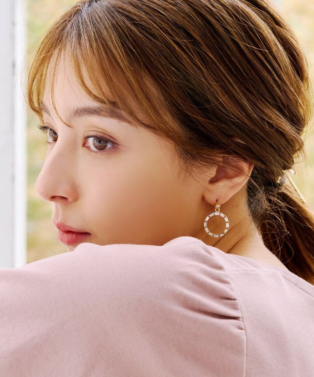 Tiaclasse   カッティングガラスサークルピアス ゴールド