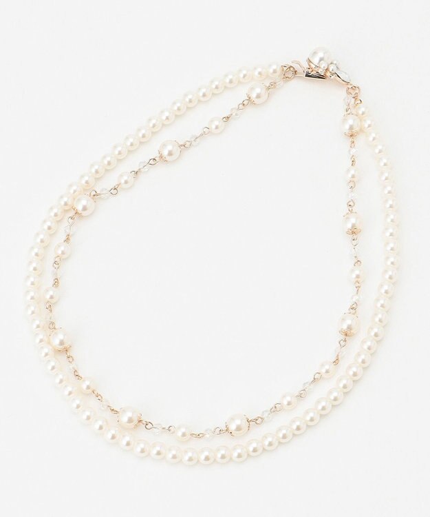 ANY SIS ビジューパール調2連 ネックレス ライトゴールド