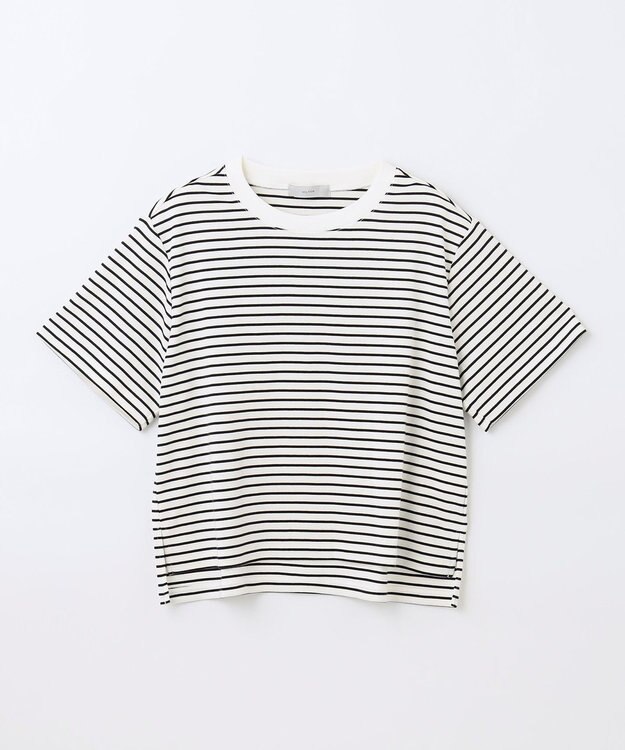 ANY 【接触冷感】クロップド丈半袖Tシャツ ボーダー