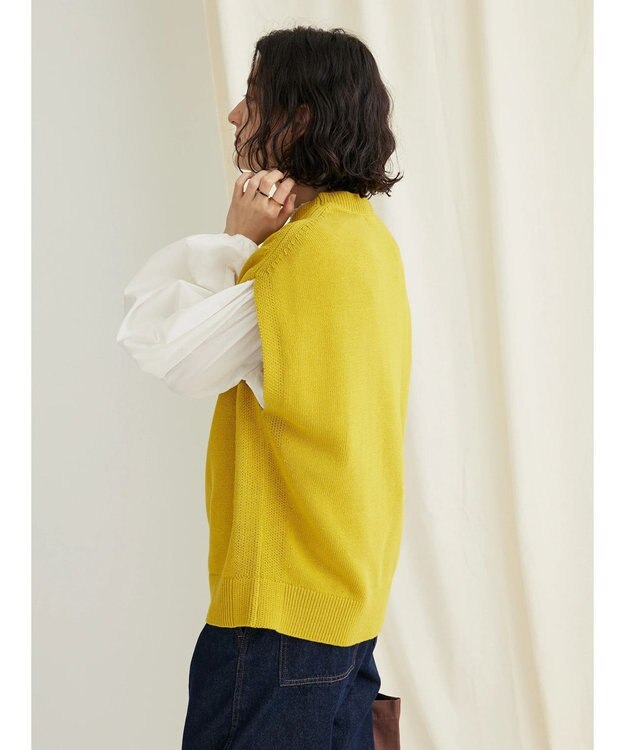 CRAFT STANDARD BOUTIQUE 洗える クルーネックニットベスト Mustard