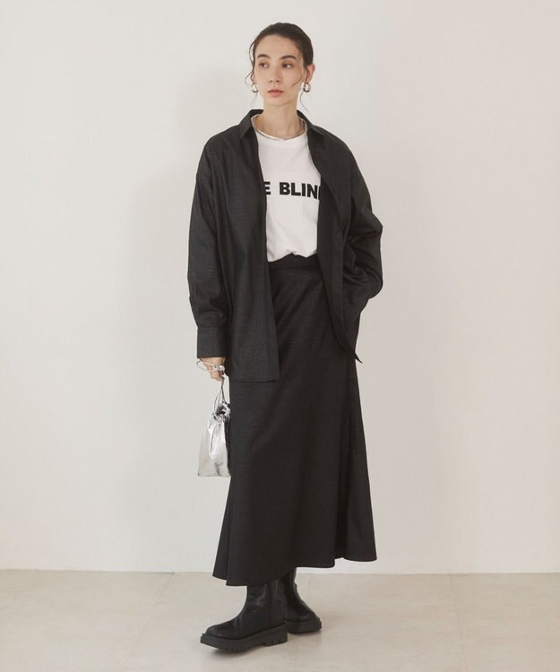 WEGO 【ANGIE VINTAGE】レザーライクシャツ＆スカートセットアップ ブラック