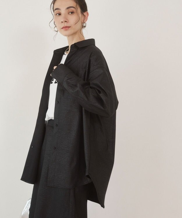 WEGO 【ANGIE VINTAGE】レザーライクシャツ＆スカートセットアップ ブラック