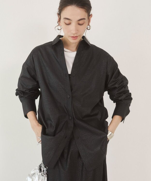 WEGO 【ANGIE VINTAGE】レザーライクシャツ＆スカートセットアップ ブラック